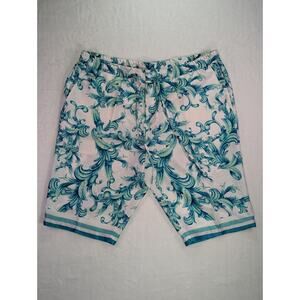 Cigar Couture 44W 13.5L Blue/Teal Baroque Elastic Waist Drawstring Shorts